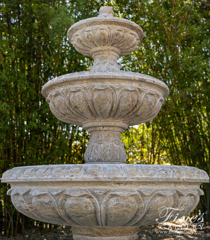 Marble Fountains  - Stunning Three Tiered Fountain In Solid Hand Carved Granite - MF-2020
